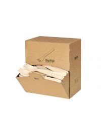 76010024 - Duni FOURCHETTE en bois BIOPAK PETIT 16 cm naturel - waxed - en boïte distri