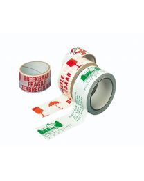 Rubans adhésifs PVC - 48 mm x 66 m Blanc-mpression rouge Fragile/breekbaar/Vo