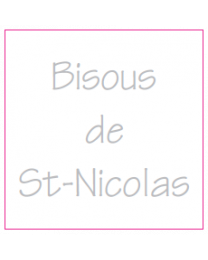 25000054 - Etiquette carrée 3x3cm blanc + impression argent BISOUS DE ST-NICOLAS - EV3SN