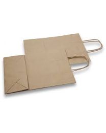 Sac portable Poignées torsadées brun KRAFT vergé 100gr/m² BRUN 32+14x42cm