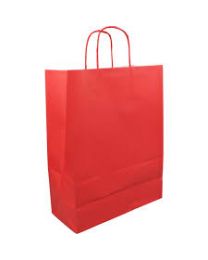 Sac portable Poignées torsadées noir KRAFT vergé 80gr/m² ROUGE 19+8x21cm