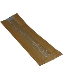 33900011 - Paraffine zak met venster BRUIN gelijnde kraft 40gr/m² 120+70x440mm - PVEN120704