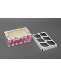 61000002 - Cupcakedozen met venster voor 6 cupcakes 24x16x8cm - CC24168