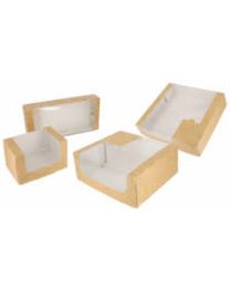 Boîtes Patisserie en carton avec fenêtre en PET NATURAL KNATR1810080HV - naturel -  180x100x80mm