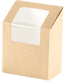 61640065 - Kartonnen tortilla box met scharnierdeksel + venster - kraft - 90x50x130mm 550ml