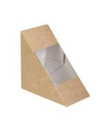 Boîte sandwich en carton avec couvercle à charnière pour 2 pcs - kraft - 125x75x125mm