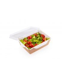61660010 - Combi Salad box carton kraft/blanc 121x106x55mm 350ml + couvercle PET