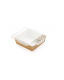 61660011 - Combi Salad box carton kraft/blanc 145x95x45mm 400ml + couvercle PET