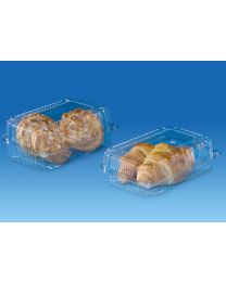 62010034 - RPET patisseriedoos met scharnierdeksel ventilerend PATIPACK 112CSJ - transparant - INT 2x(ø100mm)