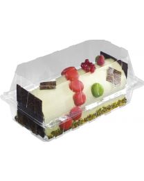 62010139 - RPET patisseriedoos met scharnierdeksel ventilerend PATIPACK B22 - transparant - INT 220x105x100mm