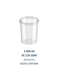 PP combi pot verzegelbaar + deksel SIRCLECUP - transparant -  ø118x143mm 1000ml