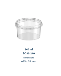 PP combi pot verzegelbaar + deksel SIRCLECUP - transparant -  ø95x54mm 240ml