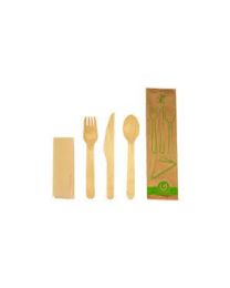 Set de couverts en bois wax VERIVE 4 pièces: C+F+CUS+serv+P+S