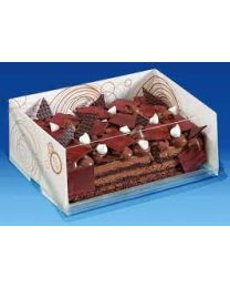 RPET patisseriedoos met scharnierdeksel ventilerend + kartonstrook CLASSIPACK CSN1919H65G - transparant - INT 190x190x65mm