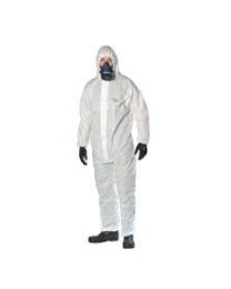 86220002 - Coverall non-woven wit L met kap et ritssluiting