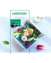 61660035 - Combi Salad box carton LUXIFOOD kraft/blanc 180x180x64mm 1200ml + couvercle RPET