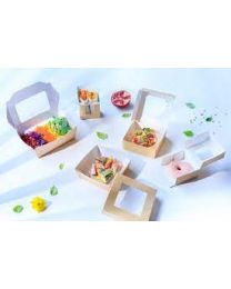 61640072 - Salad box LUNCHIPACK carton kraft 204x142x60mm couvercle à charnière avec fenêtr