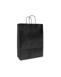 Sac portable Poignées torsadées noir KRAFT vergé 100gr/m² NOIR 24+11x31cm