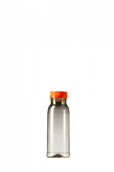Bouteille en plastique transparent PET 250ml avec bouchon orange